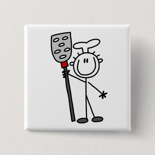 Koch mit Pfanne Button (Vorderseite)