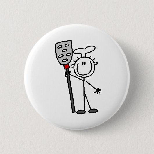Koch mit Pfanne Button (Vorderseite)