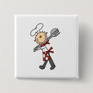 Koch mit Salat-Zange-Knöpfen Button