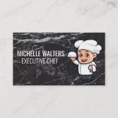 Koch mit Servierplatter | Marmor Visitenkarte (Vorderseite)