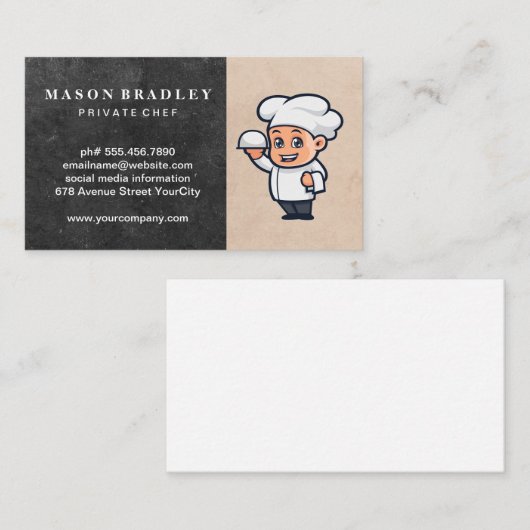 Koch mit Serviertablett Visitenkarte (Vorne/Hinten)