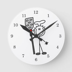 Koch mit Spatel Runde Wanduhr