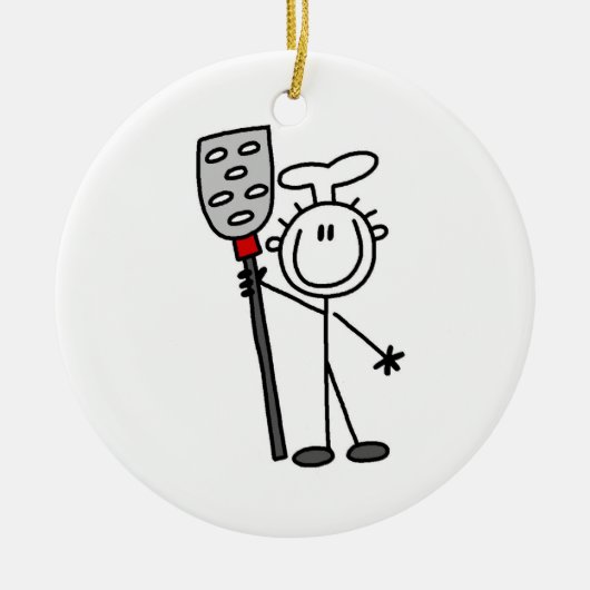 Koch mit Spatula Keramik Ornament (Vorne)