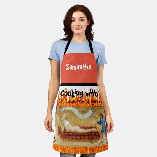 Koch mit St. Lawrence All-Over Print Apron Schürze (Getragen)