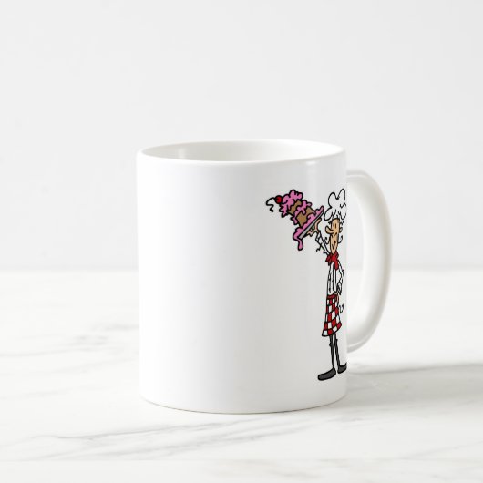 Koch mit T - Shirt und Geschenken Kaffeetasse (VorderseiteRechts)