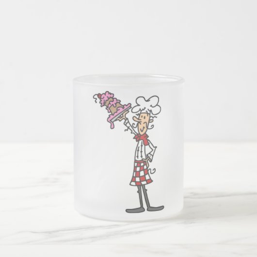 Koch mit T - Shirt und Geschenken Mattglastasse (Mittel)