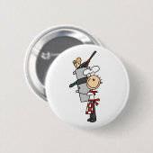 Koch mit Töpfen und Pfannen Button (Vorne & Hinten)