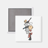 Koch mit Töpfen und Pfannen Magnet (Vorderseite/Rückseite)