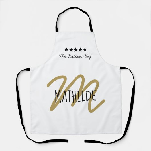 Koch Monogram White Gold Modern Typografy Name Schürze (Vorderseite)