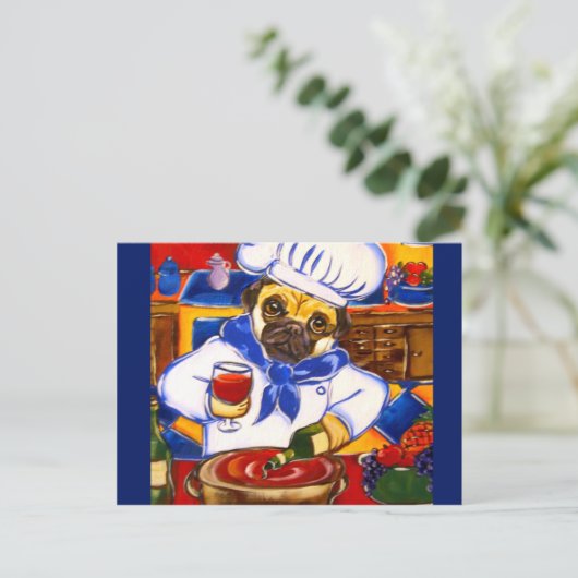 Koch Mops Postkarte (Stehend Vorderseite)