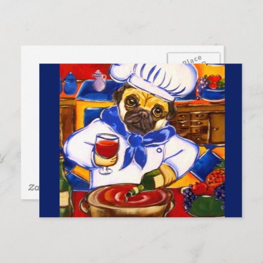 Koch Mops Postkarte (Vorne/Hinten)