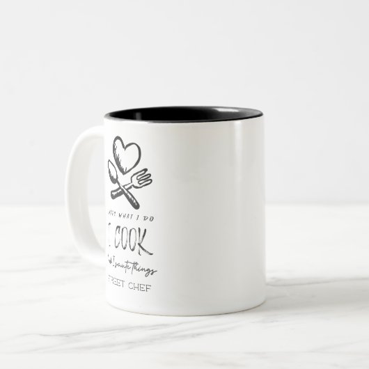 Koch Name I Cook & Saute Dinge Zweifarbige Tasse (Vorderseite Links)