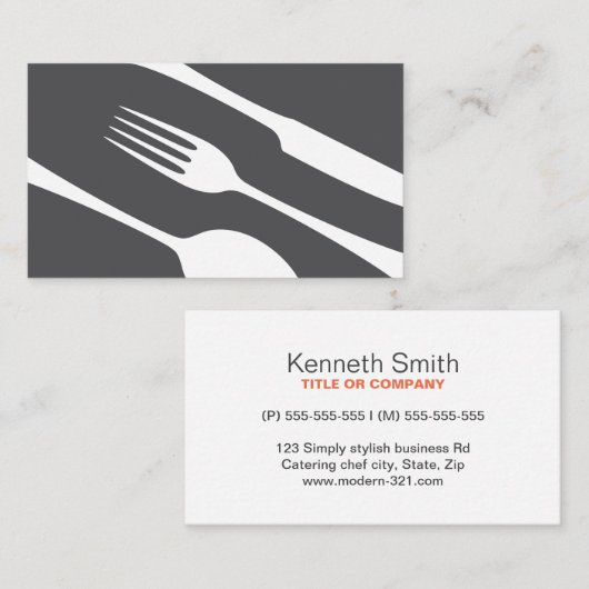 Koch- oder Catering-Visitenkarten, modernes Bestec Visitenkarte (Vorne/Hinten)