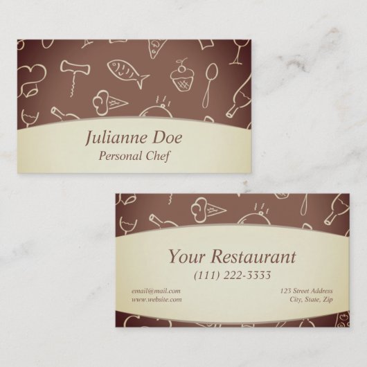 Koch- oder Restaurantkarte Visitenkarte (Vorne/Hinten)