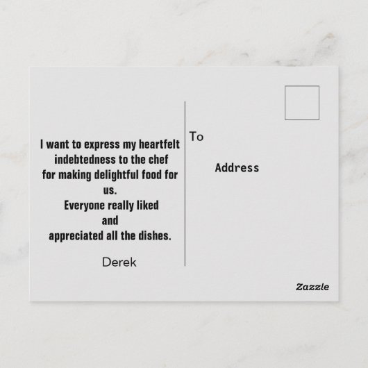 Koch Postcard danken Postkarte (Rückseite)