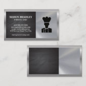 Koch | Restaurantbesitzer | Silver Metallic Visitenkarte (Vorne/Hinten)