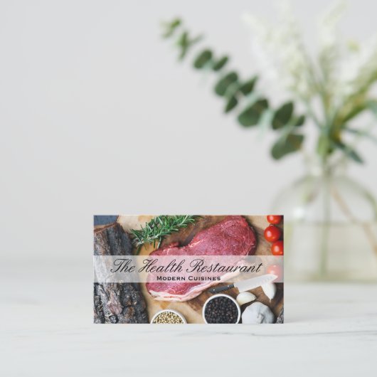 Koch | Restaurantbesitzer | Steak Herbs Spices Visitenkarte (Stehend Vorderseite)