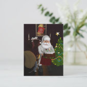Koch Santa mit Geburtstagskuchen Feiertagspostkarte (Stehend Vorderseite)