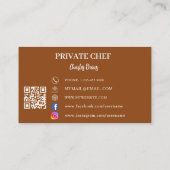 Koch Schokoladenbraun Foto Catering QR-Code Visitenkarte (Rückseite)