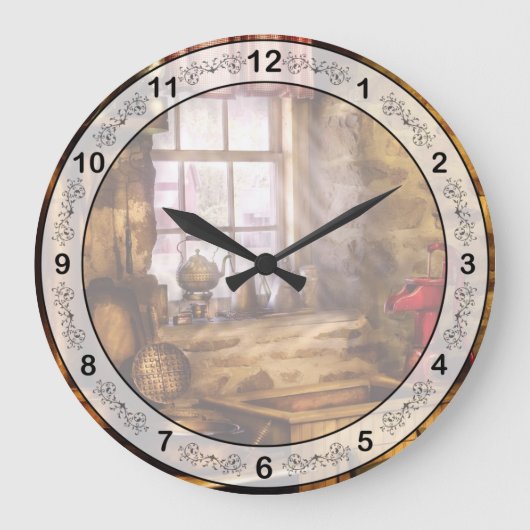 Koch - Sink - Eine ziemlich alte Küche Große Wanduhr (Vorderseite)