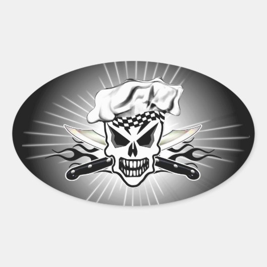 Koch Skull and Flaming Koch Knies 2 Ovaler Aufkleber (Vorderseite)