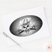 Koch Skull and Flaming Koch Knies 2 Ovaler Aufkleber (Umschlag)