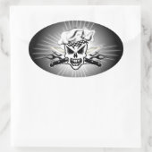 Koch Skull and Flaming Koch Knies 2 Ovaler Aufkleber (Tasche)