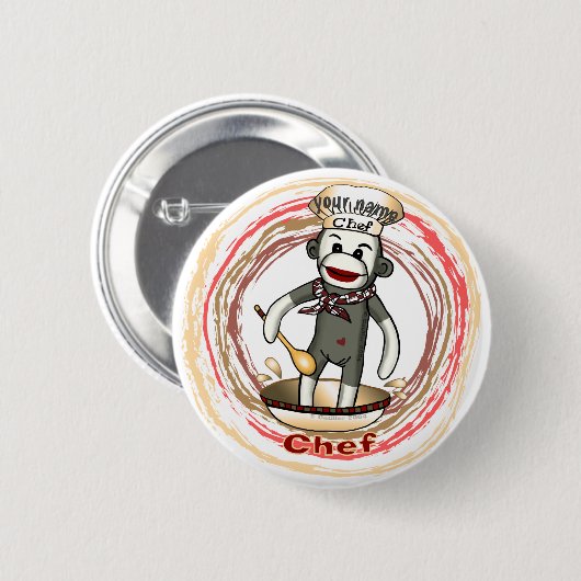 Koch Sock Monkey Button (Vorne & Hinten)