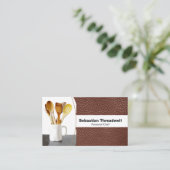 Koch Spoons Brown Leather Custom Foto Visitenkarte (Stehend Vorderseite)