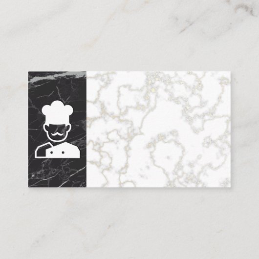 Koch-Symbol | Goldweißer Marmor | Schwarzer Marmor Visitenkarte (Rückseite)