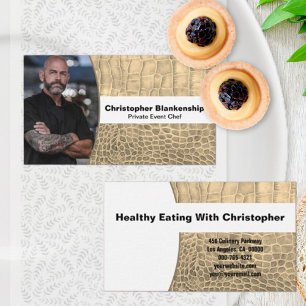 Koch Tan Imitats Schlange Skin Leather Custom Foto Visitenkarte