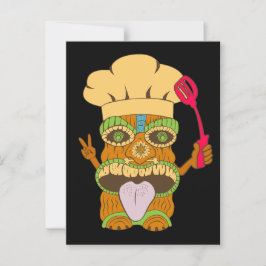 Koch Tiki Statue mit Spatula, Funny Black Postkarte