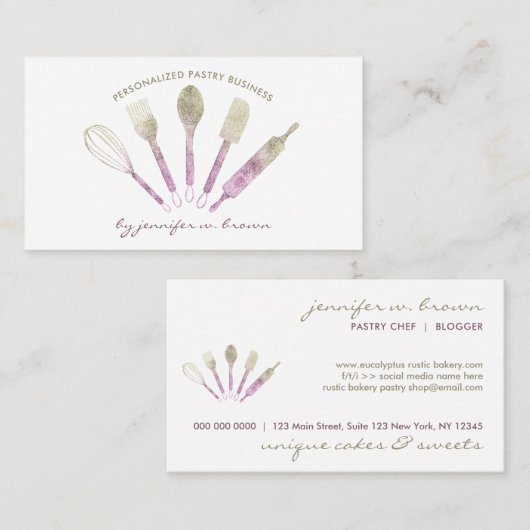 Koch Tools Glitzer Rose Gold Pastry Logo Visitenkarte (Vorne/Hinten)