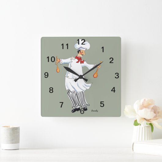 Koch-Uhr Quadratische Wanduhr (Zuhause)