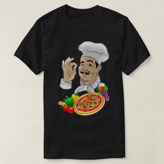 Koch und große italienische Pizza 1 T-Shirt (Design vorne)
