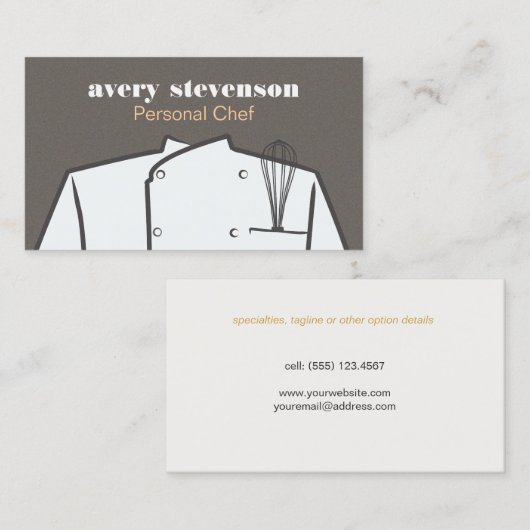 Koch Uniform und Whisk Catering Visitenkarte (Vorne/Hinten)