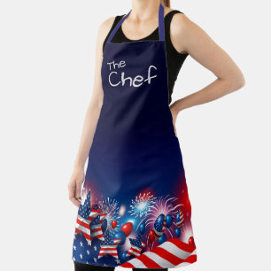 Koch US Flagge und Feuerwerk  Schürze