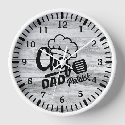 "Koch Vater" Koch's Hat Typografy Grilling Uhr (Vorderseite)