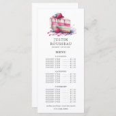 Koch "Watercolor Baker Baker" Konditorei Nachtisch Menükarte (Vorne/Hinten)