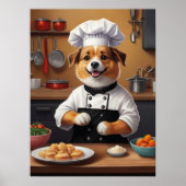 Koch Welpe machen Essen Funny Dog Küche Poster (Vorne)