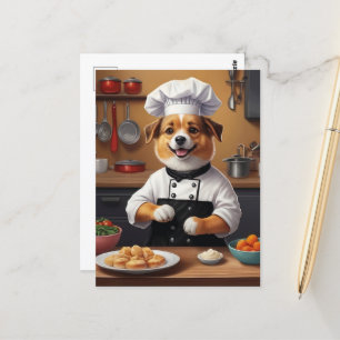 Koch Welpe machen Essen Funny Dog Küche Postkarte
