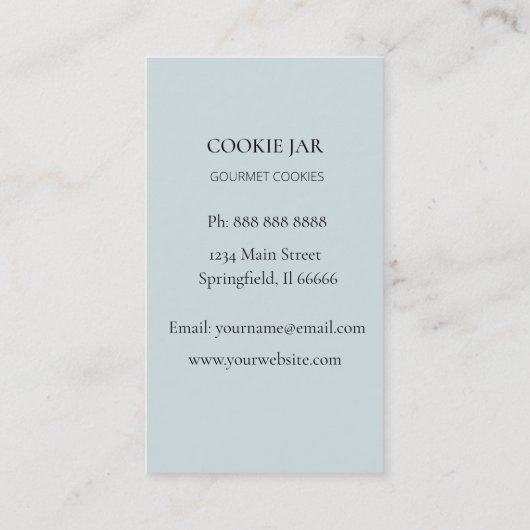 Kochbäckerei Aquarell blaue Visitenkarte (Rückseite)