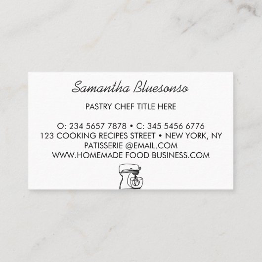 Kochbäckerei hausgemachte Rezepte Visitenkarte (Rückseite)