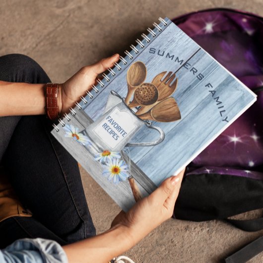 Kochbuch Aquarellrezepte Utensils Wood Daisy Notizblock