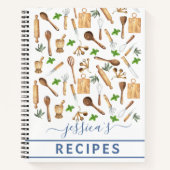Kochbuch Aquarellrezepte Utensitis Backbäcker Notizblock (Vorderseite)