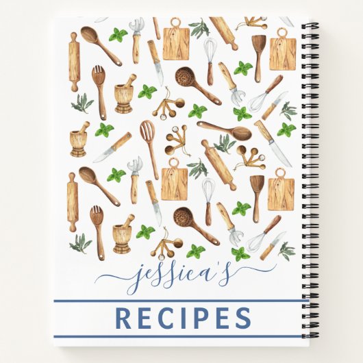 Kochbuch Aquarellrezepte Utensitis Backbäcker Notizblock (Rückseite)