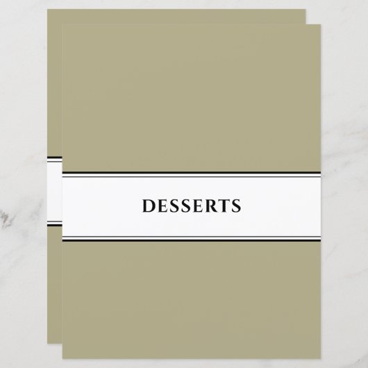 Kochbuch-Division | Desserts | Schwarz-weiße Stell (Vorne/Hinten)