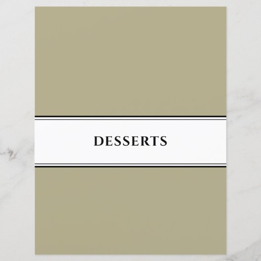 Kochbuch-Division | Desserts | Schwarz-weiße Stell (Vorderseite)