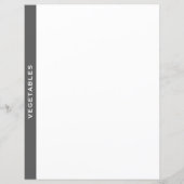 Kochbuch-Division | Grau und Weiß | Gemüse (Rückseite)