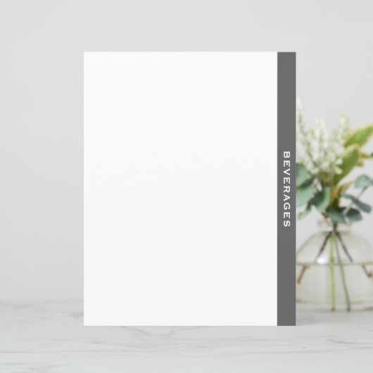 Kochbuch-Division | Grau und Weiß | Getränke (Stehend Vorderseite)